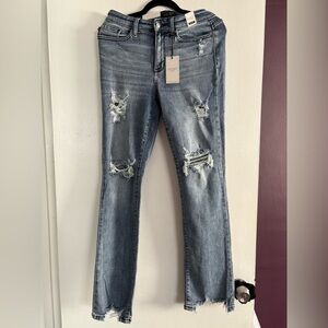 Judy Blue Distressed Straight Leg Jeans - Light Blue